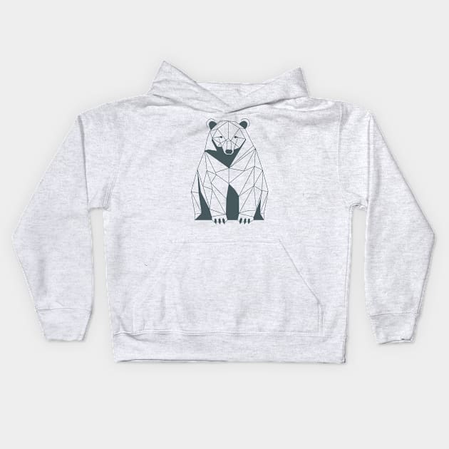 Geometric Bear line art Kids Hoodie by Sara-Design2